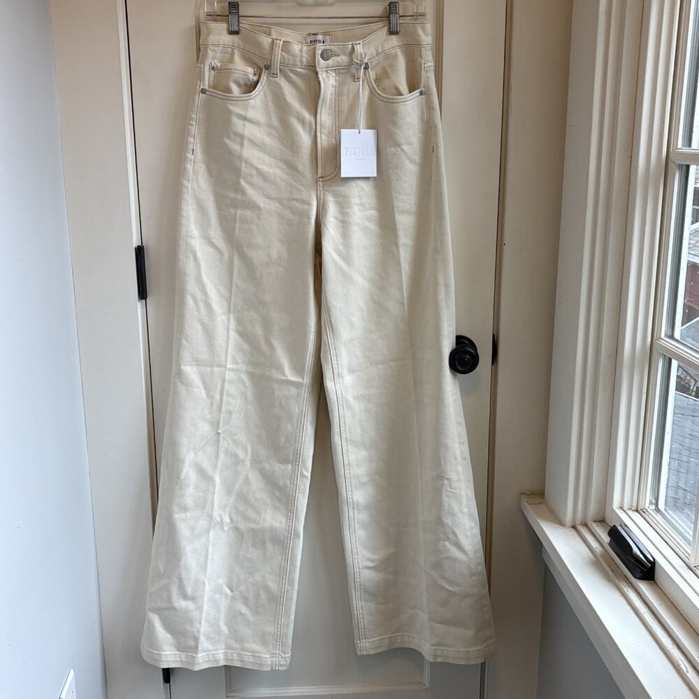 High-Rise Wide-Leg Women's Pants in Cream